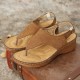 LOSTISY Women Embroidery Clip Toe Elastic Band Comfy Casual Summer Wedge Sandals LOSTISY Women Embroidery Clip Toe Elastic Band Comfy Casual Summer Wedge Sandals