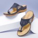LOSTISY Women Flower Embroidery Toe Ring Comfy Casual Daily Summer Wedge Sandals LOSTISY Women Flower Embroidery Toe Ring Comfy Casual Daily Summer Wedge Sandals