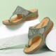 LOSTISY Women Flower Embroidery Toe Ring Comfy Casual Daily Summer Wedge Sandals LOSTISY Women Flower Embroidery Toe Ring Comfy Casual Daily Summer Wedge Sandals