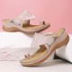LOSTISY Women Flower Embroidery Toe Ring Comfy Casual Daily Summer Wedge Sandals LOSTISY Women Flower Embroidery Toe Ring Comfy Casual Daily Summer Wedge Sandals