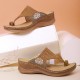 LOSTISY Women Flower Embroidery Toe Ring Comfy Casual Daily Summer Wedge Sandals LOSTISY Women Flower Embroidery Toe Ring Comfy Casual Daily Summer Wedge Sandals