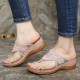 LOSTISY Women Flower Embroidery Toe Ring Comfy Casual Daily Summer Wedge Sandals LOSTISY Women Flower Embroidery Toe Ring Comfy Casual Daily Summer Wedge Sandals