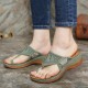LOSTISY Women Flower Embroidery Toe Ring Comfy Casual Daily Summer Wedge Sandals LOSTISY Women Flower Embroidery Toe Ring Comfy Casual Daily Summer Wedge Sandals