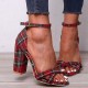 Women Plaid Cross Strap Lattice Decor Buckle High Heel Sandals Women Plaid Cross Strap Lattice Decor Buckle High Heel Sandals