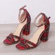 Women Plaid Cross Strap Lattice Decor Buckle High Heel Sandals Women Plaid Cross Strap Lattice Decor Buckle High Heel Sandals