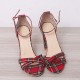 Women Plaid Cross Strap Lattice Decor Buckle High Heel Sandals Women Plaid Cross Strap Lattice Decor Buckle High Heel Sandals