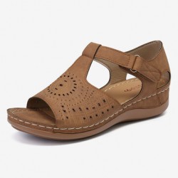 LOSTISY Women Open Toe Cutout Breathable Adjustable Strap  Lightweight Casual Daily Wedge Sandals