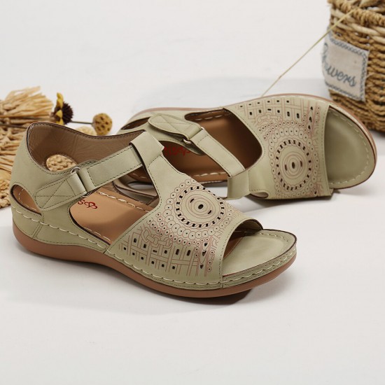 LOSTISY Women Open Toe Cutout Breathable Adjustable Strap Lightweight Casual Daily Wedge Sandals LOSTISY Women Open Toe Cutout Breathable Adjustable Strap Lightweight Casual Daily Wedge Sandals
