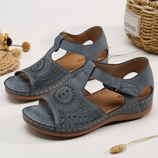LOSTISY Women Open Toe Cutout Breathable Adjustable Strap Lightweight Casual Daily Wedge Sandals LOSTISY Women Open Toe Cutout Breathable Adjustable Strap Lightweight Casual Daily Wedge Sandals