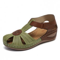 LOSTISY Women Cutout Breathable Color Stitching  Casual Summer Wedge Sandals