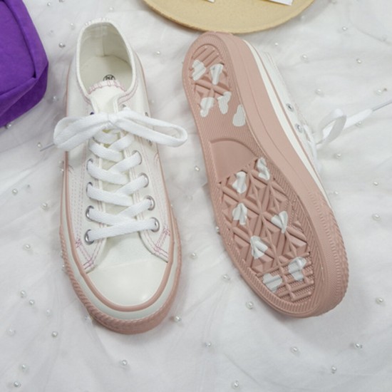 Women Love Decor Cloth Uppers Lace Up Flats Shoes Women Love Decor Cloth Uppers Lace Up Flats Shoes