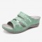 LOSTISY Women Embroidery Cutout Open Toe Slip On Casual Wedge Sandals