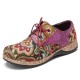 SOCOFY Folkways Pattern Round Toe Leather Splicing Comfy Lace Up Flat Shoes SOCOFY Folkways Pattern Round Toe Leather Splicing Comfy Lace Up Flat Shoes