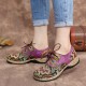 SOCOFY Folkways Pattern Round Toe Leather Splicing Comfy Lace Up Flat Shoes SOCOFY Folkways Pattern Round Toe Leather Splicing Comfy Lace Up Flat Shoes