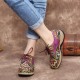 SOCOFY Folkways Pattern Round Toe Leather Splicing Comfy Lace Up Flat Shoes SOCOFY Folkways Pattern Round Toe Leather Splicing Comfy Lace Up Flat Shoes