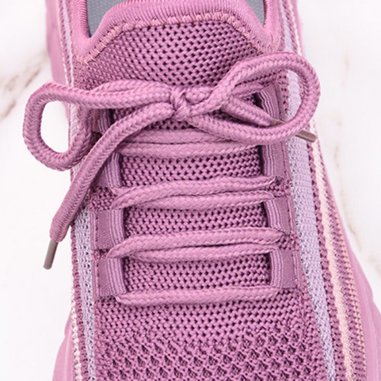 Women Running Knitted Stripe Detail Breathable Slip Resistant Casual Sneakers Women Running Knitted Stripe Detail Breathable Slip Resistant Casual Sneakers