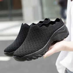 Women Mesh Solid Color Platform Backless Shoes