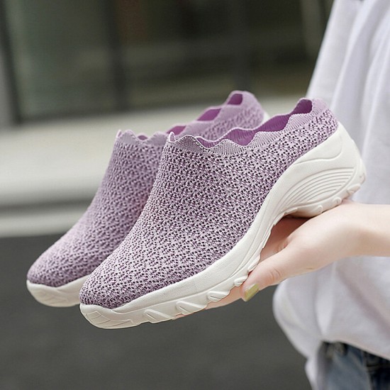 Women Mesh Solid Color Platform Backless Shoes Women Mesh Solid Color Platform Backless Shoes