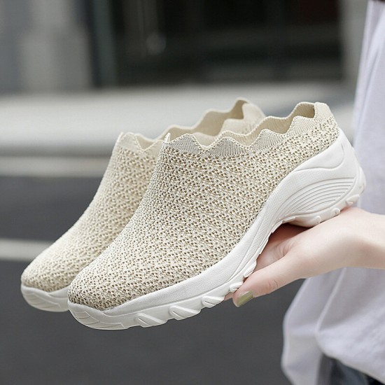 Women Mesh Solid Color Platform Backless Shoes Women Mesh Solid Color Platform Backless Shoes