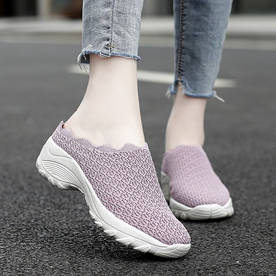 Women Mesh Solid Color Platform Backless Shoes Women Mesh Solid Color Platform Backless Shoes