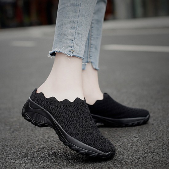 Women Mesh Solid Color Platform Backless Shoes Women Mesh Solid Color Platform Backless Shoes