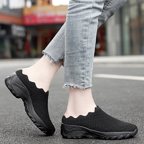 Women Mesh Solid Color Platform Backless Shoes Women Mesh Solid Color Platform Backless Shoes