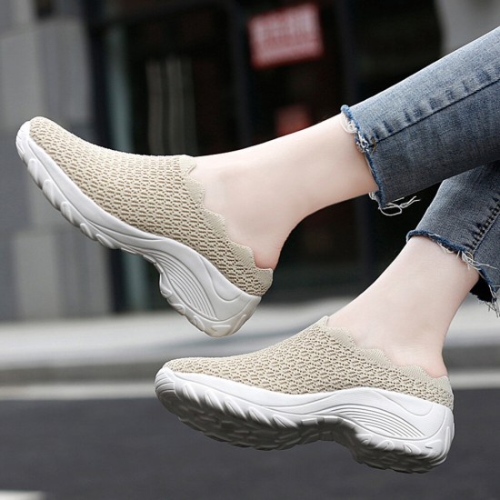 Women Mesh Solid Color Platform Backless Shoes Women Mesh Solid Color Platform Backless Shoes