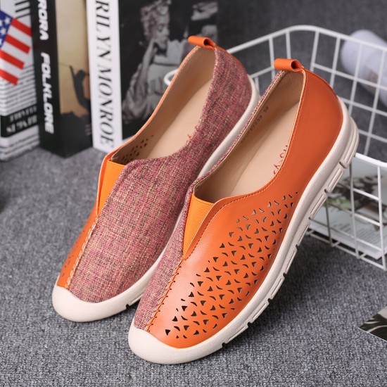 LOSTISY Women Colorblock Comfy Hollow Breathable Casual Flats LOSTISY Women Colorblock Comfy Hollow Breathable Casual Flats