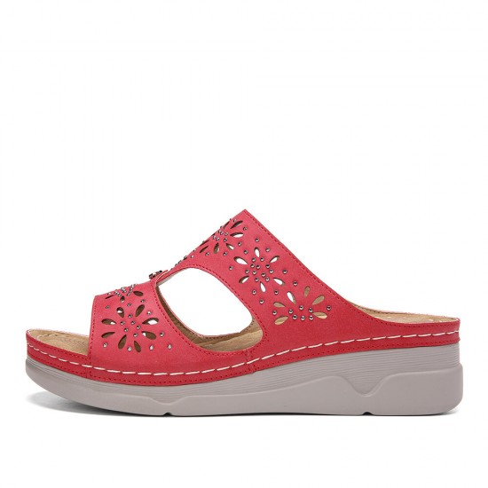 LOSTISY Women Rhinestone Hollow T-strap Comfy Casual Sandals LOSTISY Women Rhinestone Hollow T-strap Comfy Casual Sandals