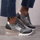 Large Size Women Round Toe Hollow Breathable Lace Up Wedges Sneakers Large Size Women Round Toe Hollow Breathable Lace Up Wedges Sneakers