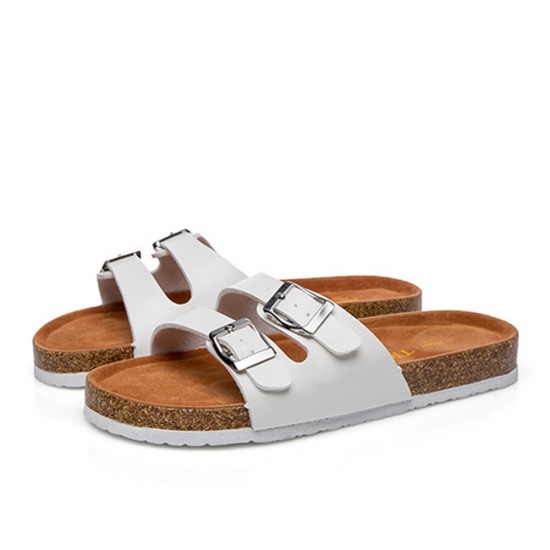 Large Size Women Beach Casual Dual Buckle Strap Soft Flat Cork Sandals Large Size Women Beach Casual Dual Buckle Strap Soft Flat Cork Sandals