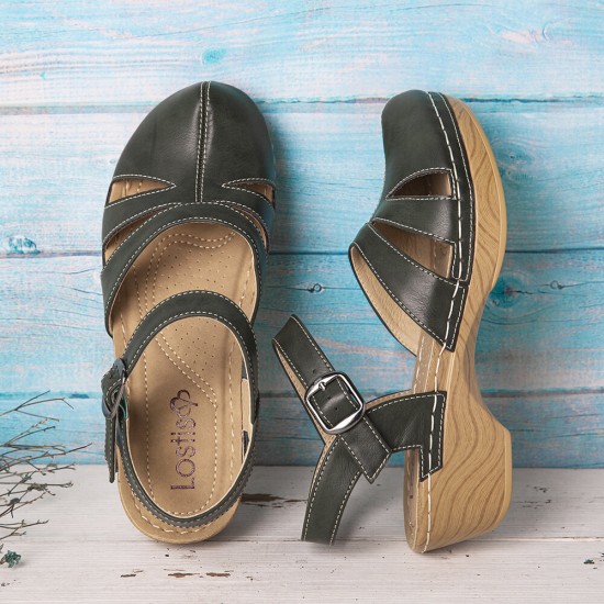 LOSTISY Women Hollow Closed Toe Solid Color Stitching Clogs Sandals LOSTISY Women Hollow Closed Toe Solid Color Stitching Clogs Sandals