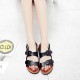Women Casual Solid Color Dual Buckle Strap Slingback Beach Cork Sandals Women Casual Solid Color Dual Buckle Strap Slingback Beach Cork Sandals