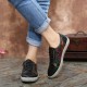 SOCOFY Floral Cutout Stitching Retro Leather Lace Up Flat Sneakers SOCOFY Floral Cutout Stitching Retro Leather Lace Up Flat Sneakers