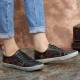SOCOFY Floral Cutout Stitching Retro Leather Lace Up Flat Sneakers SOCOFY Floral Cutout Stitching Retro Leather Lace Up Flat Sneakers
