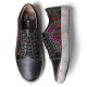 SOCOFY Floral Cutout Stitching Retro Leather Lace Up Flat Sneakers SOCOFY Floral Cutout Stitching Retro Leather Lace Up Flat Sneakers