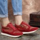 SOCOFY Floral Leather Stitching Splicing Zipper Lace Up Flat Sneakers SOCOFY Floral Leather Stitching Splicing Zipper Lace Up Flat Sneakers