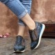 SOCOFY Retro Leather Veins Pattern Splicing Stitching Lace Up Flat Sneakers SOCOFY Retro Leather Veins Pattern Splicing Stitching Lace Up Flat Sneakers