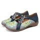 LOSTISY Flower Pattern Elastic Band Round Toe Splicing Retro Casual Flats LOSTISY Flower Pattern Elastic Band Round Toe Splicing Retro Casual Flats