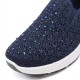 Women Casual Rhinestone Breathable Knitted Soft Flat Walking Sneakers Women Casual Rhinestone Breathable Knitted Soft Flat Walking Sneakers