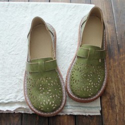 Women Retro Casual Slip On Round Toe Breathable Hard-wearing Loafers Shoes