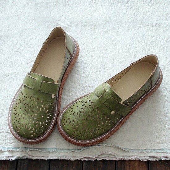 Women Retro Casual Slip On Round Toe Breathable Hard-wearing Loafers Shoes Women Retro Casual Slip On Round Toe Breathable Hard-wearing Loafers Shoes