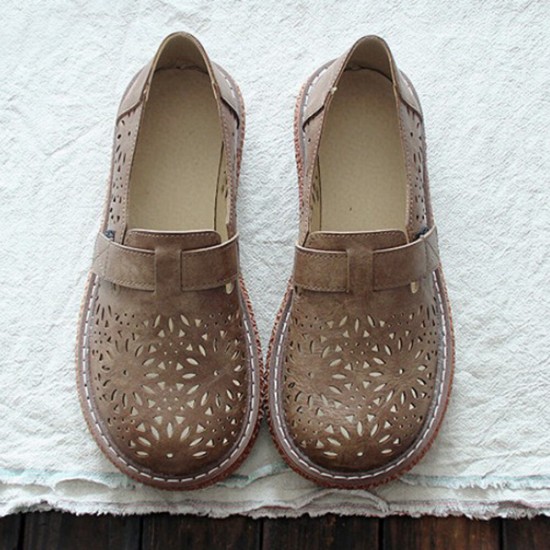 Women Retro Casual Slip On Round Toe Breathable Hard-wearing Loafers Shoes Women Retro Casual Slip On Round Toe Breathable Hard-wearing Loafers Shoes