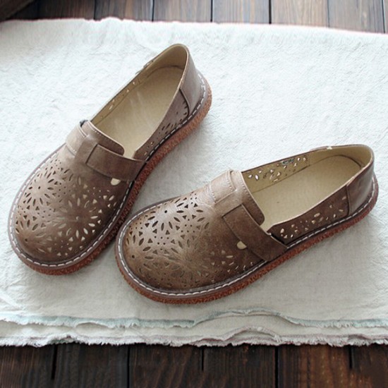 Women Retro Casual Slip On Round Toe Breathable Hard-wearing Loafers Shoes Women Retro Casual Slip On Round Toe Breathable Hard-wearing Loafers Shoes