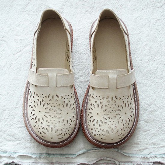 Women Retro Casual Slip On Round Toe Breathable Hard-wearing Loafers Shoes Women Retro Casual Slip On Round Toe Breathable Hard-wearing Loafers Shoes