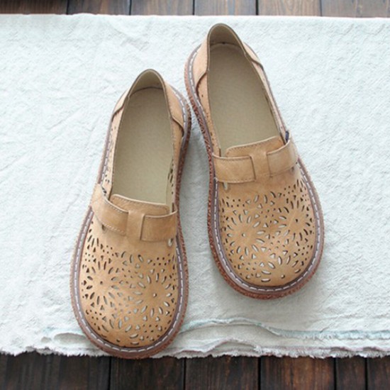 Women Retro Casual Slip On Round Toe Breathable Hard-wearing Loafers Shoes Women Retro Casual Slip On Round Toe Breathable Hard-wearing Loafers Shoes