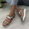 Women Large Size Stripe Printing Leopard Canvas Elastic Band Lace Up Casual Flat Shoes