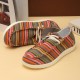 Women Large Size Stripe Printing Leopard Canvas Elastic Band Lace Up Casual Flat Shoes Women Large Size Stripe Printing Leopard Canvas Elastic Band Lace Up Casual Flat Shoes