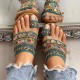 Women Large Size Bohemian Ethnic Style Beach Toe Ring Casual Sandals Women Large Size Bohemian Ethnic Style Beach Toe Ring Casual Sandals