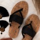 Women Solid Color Straw Rope Weaving Clip Toe Flat Sandals Women Solid Color Straw Rope Weaving Clip Toe Flat Sandals